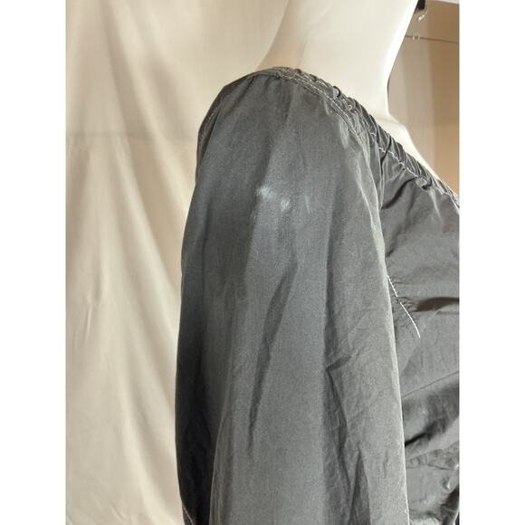 Ganni Poplin Black Cotton V-Neck Mini Dress Size 40 - Picture 4 of 4